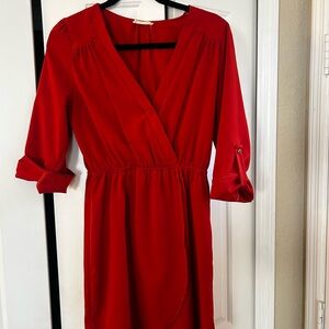 Rust Orange Diosa Wrap-Style V-Neck Dress